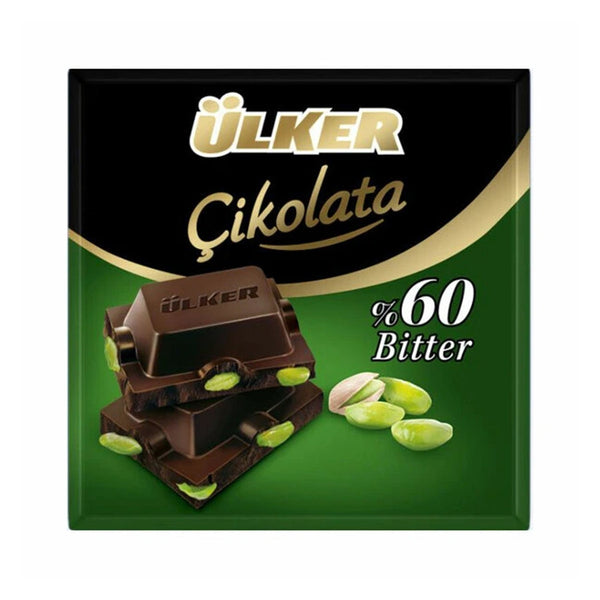 ULKER - KARE BITTER ANTEPFISTIKLI / DARK CHOCOLATE with PISTACHIO