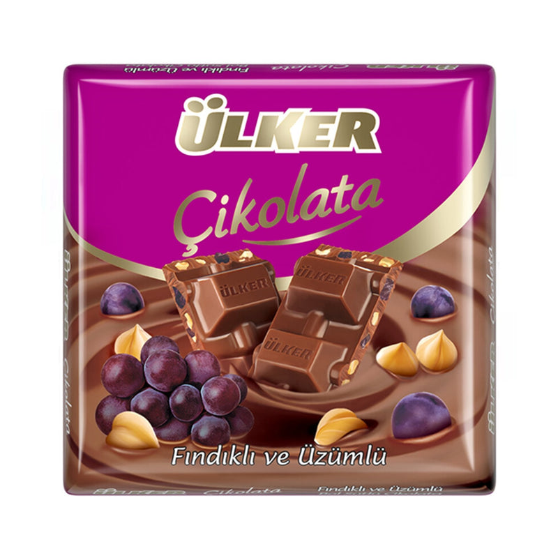 ULKER - MILK CHOCOLATE TABLET with RAISINS AND HAZELNUT