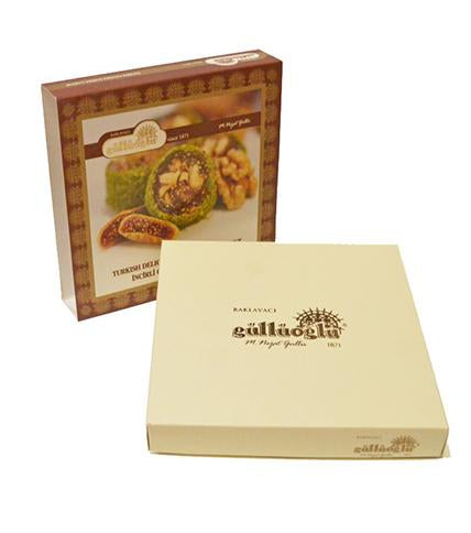 Güllüoğlu Incirli Cevizli Fistik Kapli Lokum, Fig-Walnut Turkish Delight Cov. with Pistachio  400gr