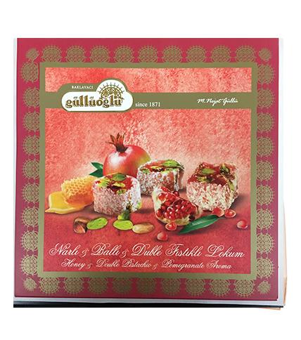 Güllüoğlu Narli Balli Fistikli Lokum, Pomegranate-Honey Pistachio Turkish Delight 400gr