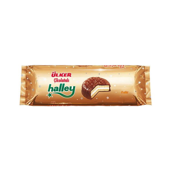 ULKER - HALLEY SANDWICH BISCUIT (WITH PLAIN CREAM COATED WITH CHOCOLATE) Pack of 8 240g